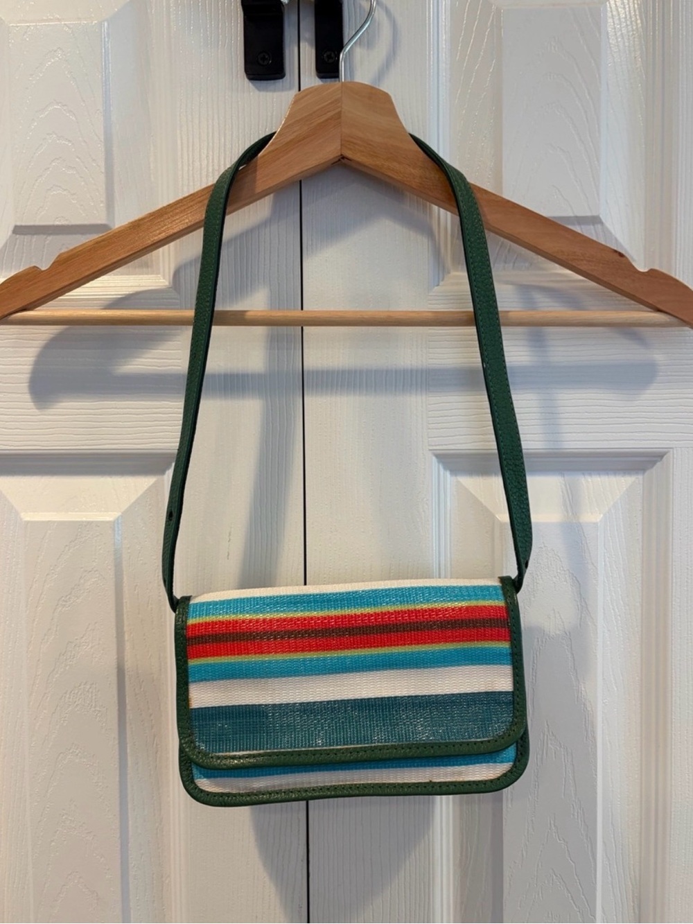 3/$15 Striped Shoulder Bag with Green Trim